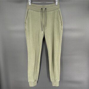 Lululemon Women's Warm Down Jogger Pants 4 Green Cotton Terry Activewear Workout